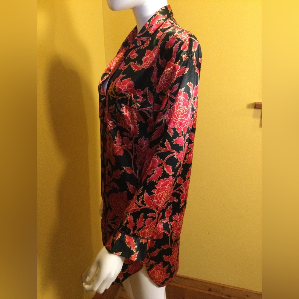 🌹2xHP!🌹 VS | VTG Gold Label Satin Floral Sleep Shirt - Picture 6 of 12